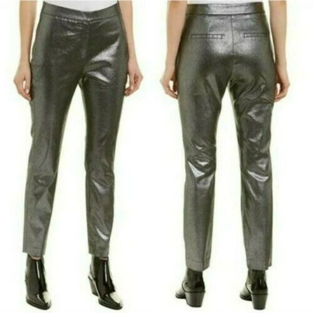 Walter Baker Leo Metallic Silver Black High Waist Cropped Skinny Pants in 2  NWT